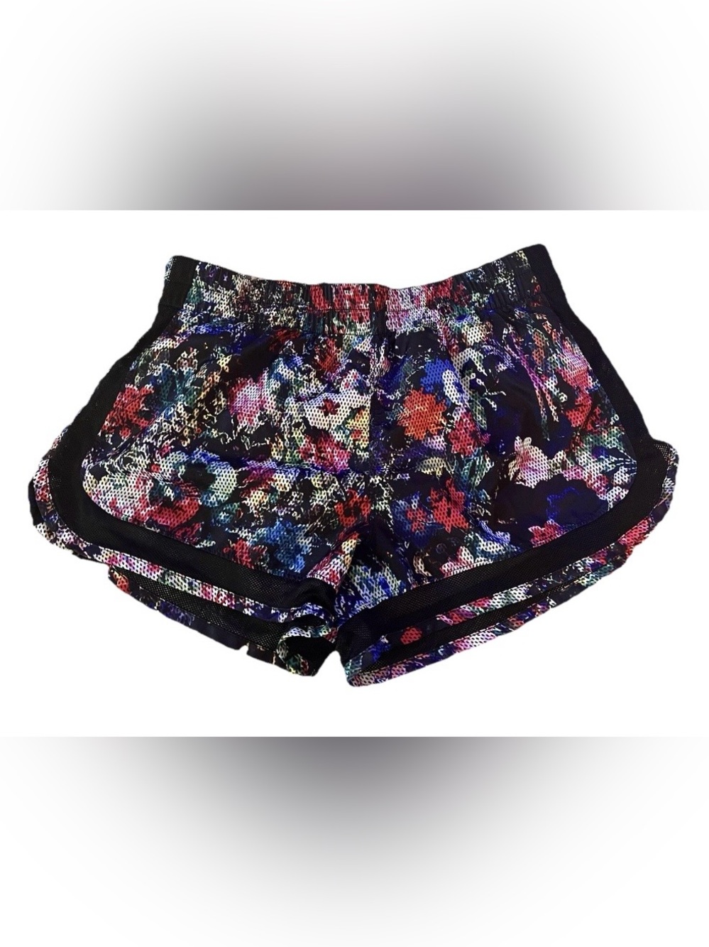 H2 Hannah Woman’s Floral Mesh Running Athletic Shorts 3” Built In Briefs Sz M